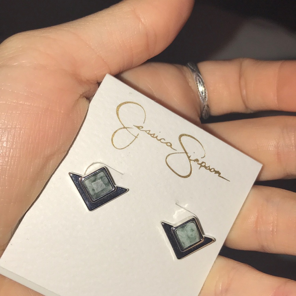 Jessica Simpson green marble earrings